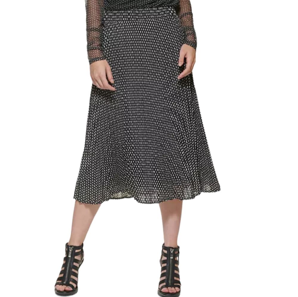 DKNY Pleated Black and White Midi Skirt  Size S